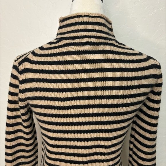 J.Crew Cashmere Wool Black and Tan Striped Long Sleeve Mock Neck Sweater XXS - Picture 6 of 12
